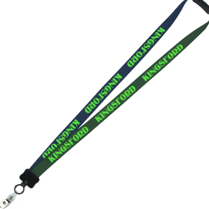 Two-Tone Smooth Nylon Lanyard - 7/8 inches - 34 inches - Snap with Metal Bulldog Clip