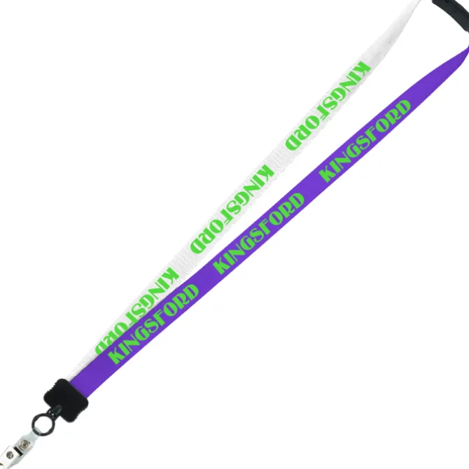 Two-Tone Smooth Nylon Lanyard - 7/8 inches - 34 inches - Snap with Metal Bulldog Clip