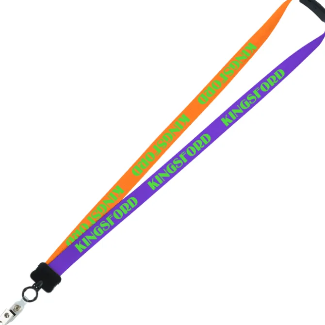 Two-Tone Smooth Nylon Lanyard - 7/8 inches - 34 inches - Snap with Metal Bulldog Clip
