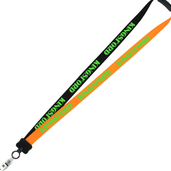 Two-Tone Smooth Nylon Lanyard - 7/8 inches - 34 inches - Snap with Metal Bulldog Clip