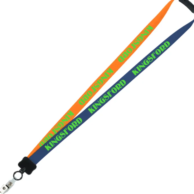 Two-Tone Smooth Nylon Lanyard - 7/8 inches - 34 inches - Snap with Metal Bulldog Clip