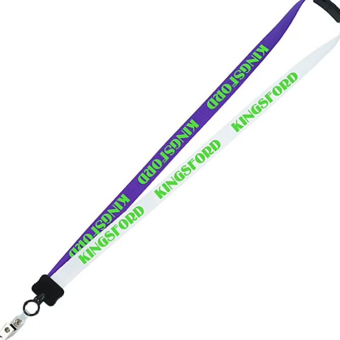 Two-Tone Smooth Nylon Lanyard - 7/8 inches - 34 inches - Snap with Metal Bulldog Clip