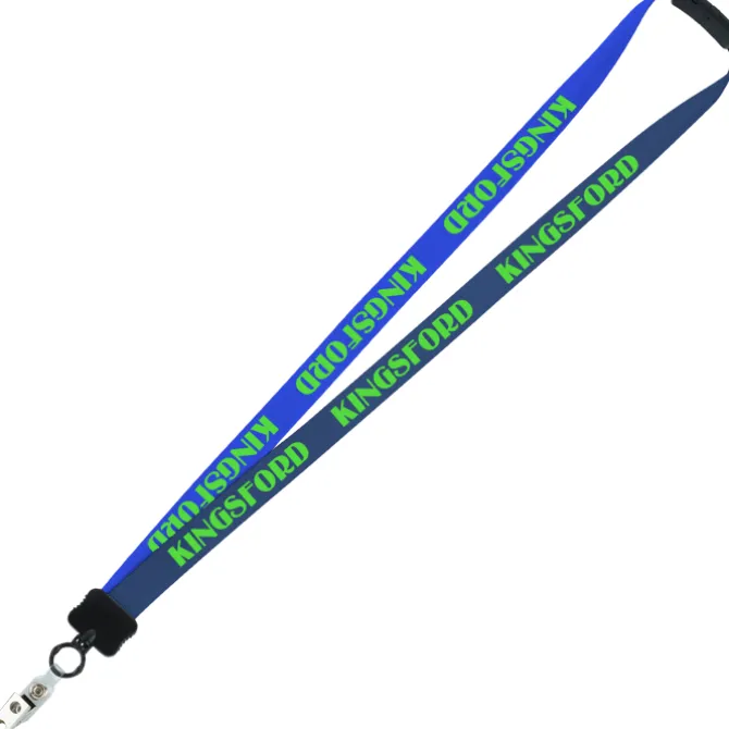 Two-Tone Smooth Nylon Lanyard - 7/8 inches - 34 inches - Snap with Metal Bulldog Clip