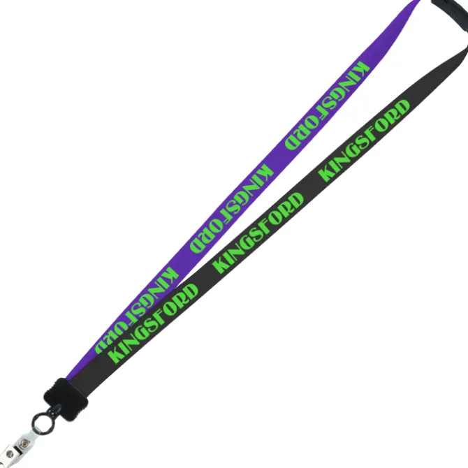 Two-Tone Smooth Nylon Lanyard - 7/8 inches - 34 inches - Snap with Metal Bulldog Clip
