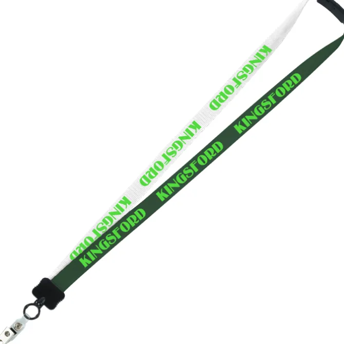 Two-Tone Smooth Nylon Lanyard - 7/8 inches - 34 inches - Snap with Metal Bulldog Clip