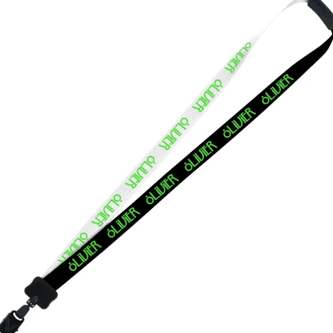 Two-Tone Smooth Nylon Lanyard - 7/8 inches - 34 inches - Large Metal Bulldog Clip