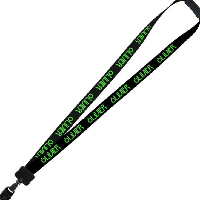 Two-Tone Smooth Nylon Lanyard - 7/8 inches - 34 inches - Large Metal Bulldog Clip