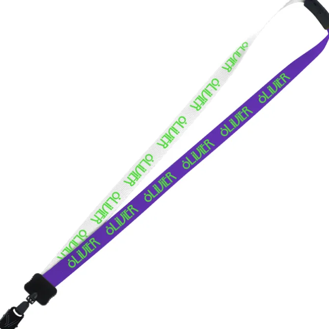 Two-Tone Smooth Nylon Lanyard - 7/8 inches - 34 inches - Large Metal Bulldog Clip