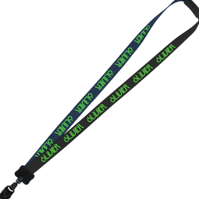 Two-Tone Smooth Nylon Lanyard - 7/8 inches - 34 inches - Large Metal Bulldog Clip