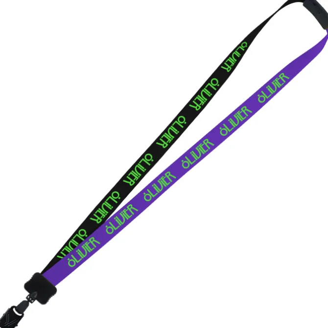 Two-Tone Smooth Nylon Lanyard - 7/8 inches - 34 inches - Large Metal Bulldog Clip
