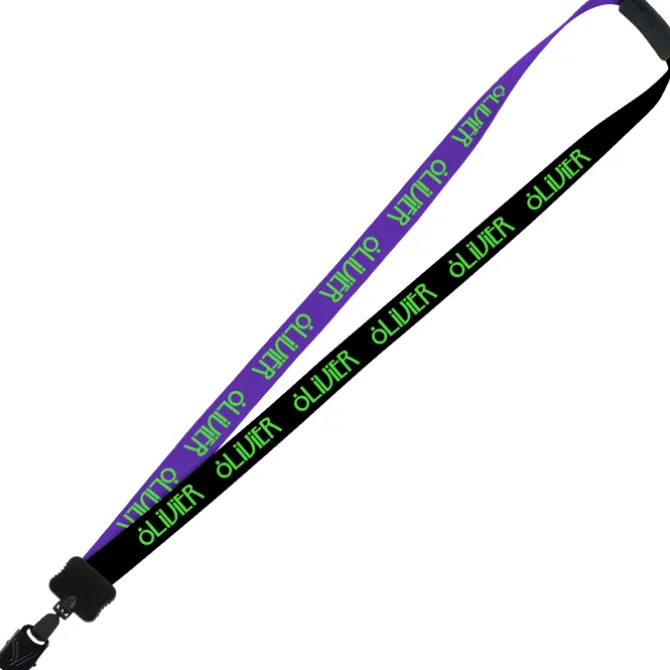 Two-Tone Smooth Nylon Lanyard - 7/8 inches - 34 inches - Large Metal Bulldog Clip