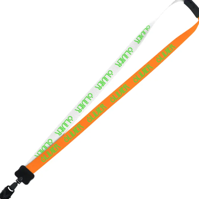 Two-Tone Smooth Nylon Lanyard - 7/8 inches - 34 inches - Large Metal Bulldog Clip