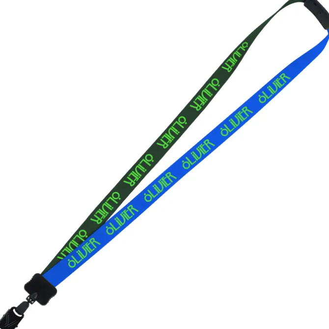 Two-Tone Smooth Nylon Lanyard - 7/8 inches - 34 inches - Large Metal Bulldog Clip