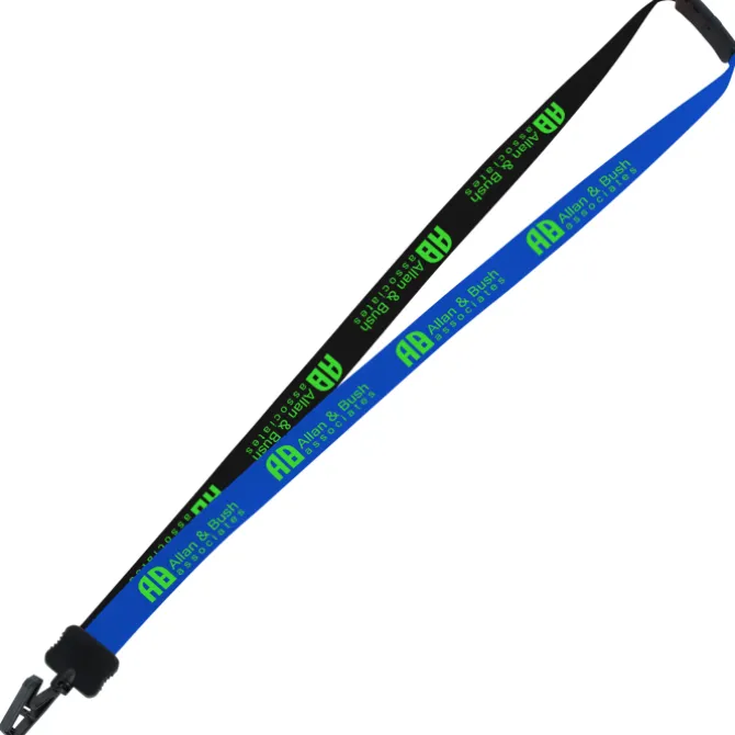Two-Tone Smooth Nylon Lanyard - 7/8 inches - 36 inches - Plastic Bulldog Clip