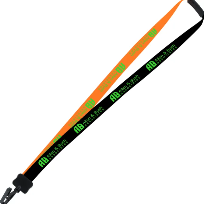 Two-Tone Smooth Nylon Lanyard - 7/8 inches - 36 inches - Plastic Bulldog Clip