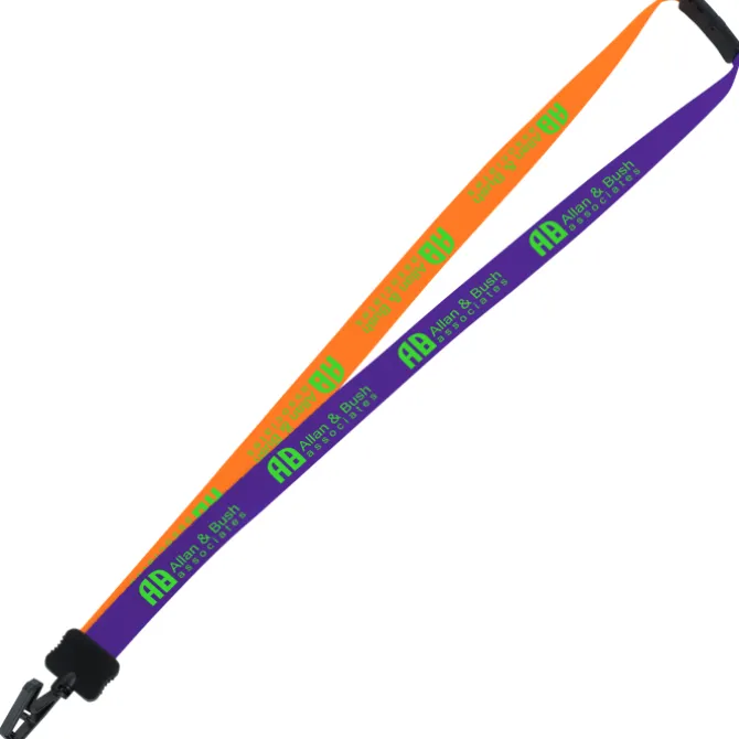 Two-Tone Smooth Nylon Lanyard - 7/8 inches - 36 inches - Plastic Bulldog Clip