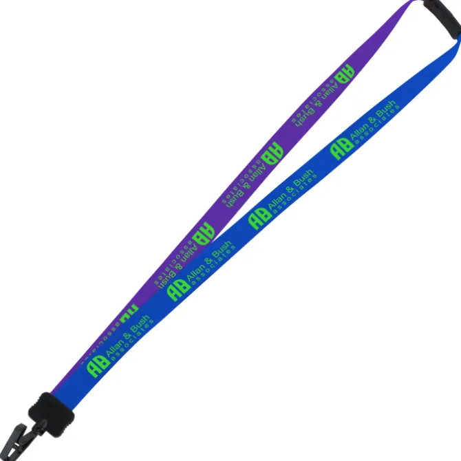 Two-Tone Smooth Nylon Lanyard - 7/8 inches - 36 inches - Plastic Bulldog Clip