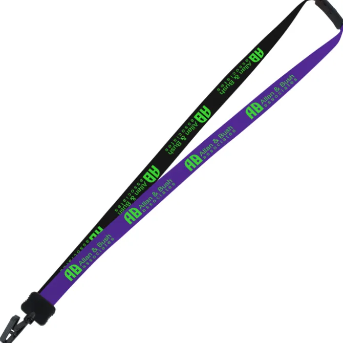 Two-Tone Smooth Nylon Lanyard - 7/8 inches - 36 inches - Plastic Bulldog Clip