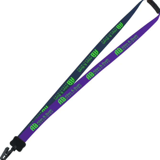 Two-Tone Smooth Nylon Lanyard - 7/8 inches - 36 inches - Plastic Bulldog Clip