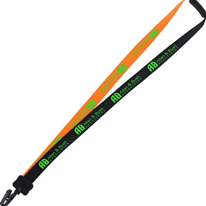 Two-Tone Smooth Nylon Lanyard - 7/8 inches - 36 inches - Plastic Bulldog Clip