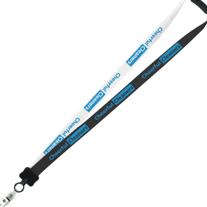 Two-Tone Smooth Nylon Lanyard - 7/8 inches - 36 inches - Snap with Metal Bulldog Clip