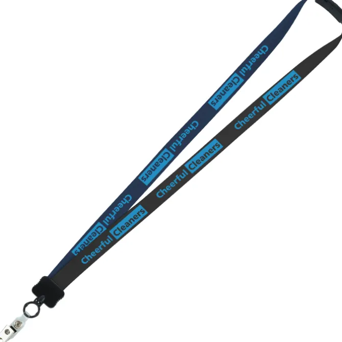 Two-Tone Smooth Nylon Lanyard - 7/8 inches - 36 inches - Snap with Metal Bulldog Clip