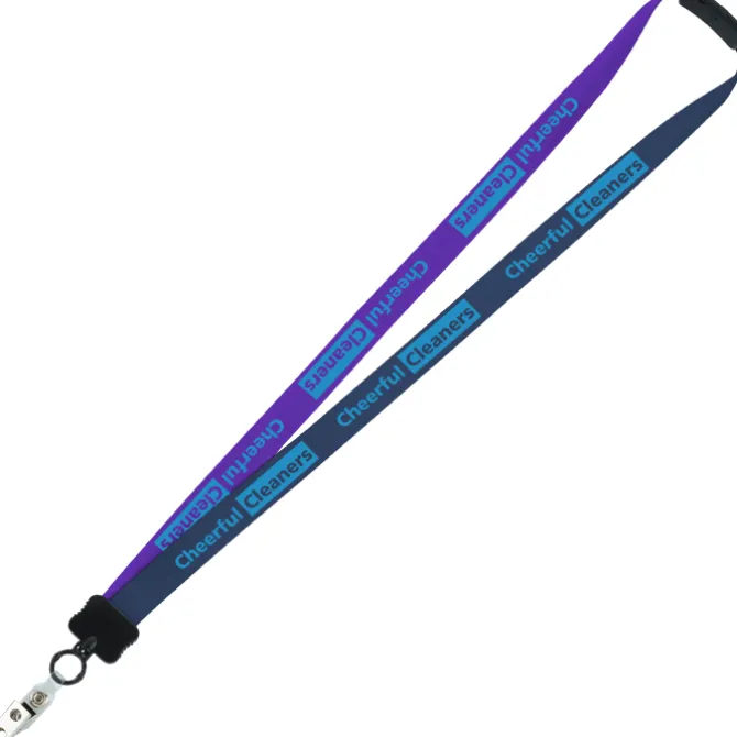 Two-Tone Smooth Nylon Lanyard - 7/8 inches - 36 inches - Snap with Metal Bulldog Clip