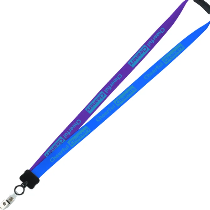 Two-Tone Smooth Nylon Lanyard - 7/8 inches - 36 inches - Snap with Metal Bulldog Clip
