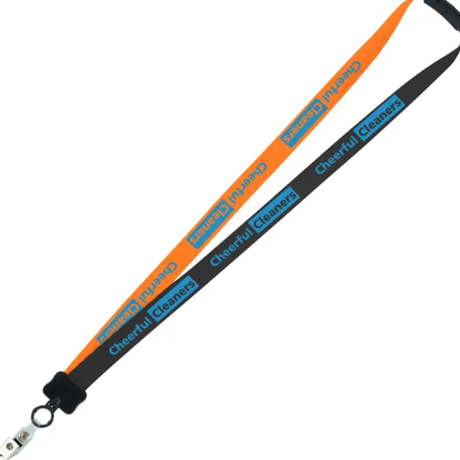 Two-Tone Smooth Nylon Lanyard - 7/8 inches - 36 inches - Snap with Metal Bulldog Clip