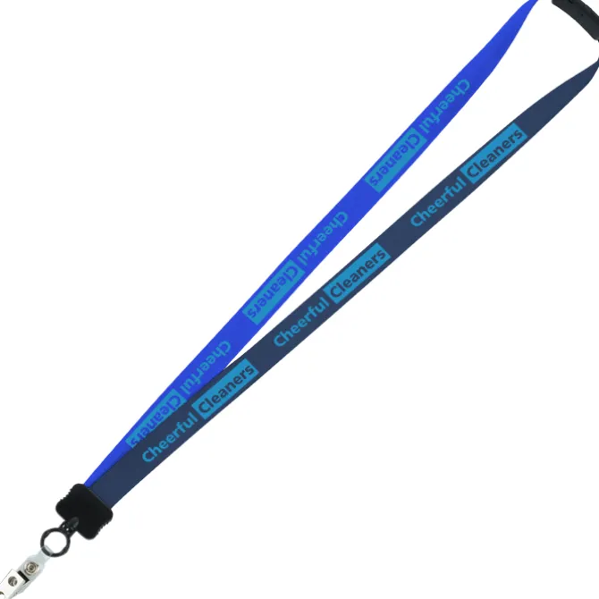 Two-Tone Smooth Nylon Lanyard - 7/8 inches - 36 inches - Snap with Metal Bulldog Clip