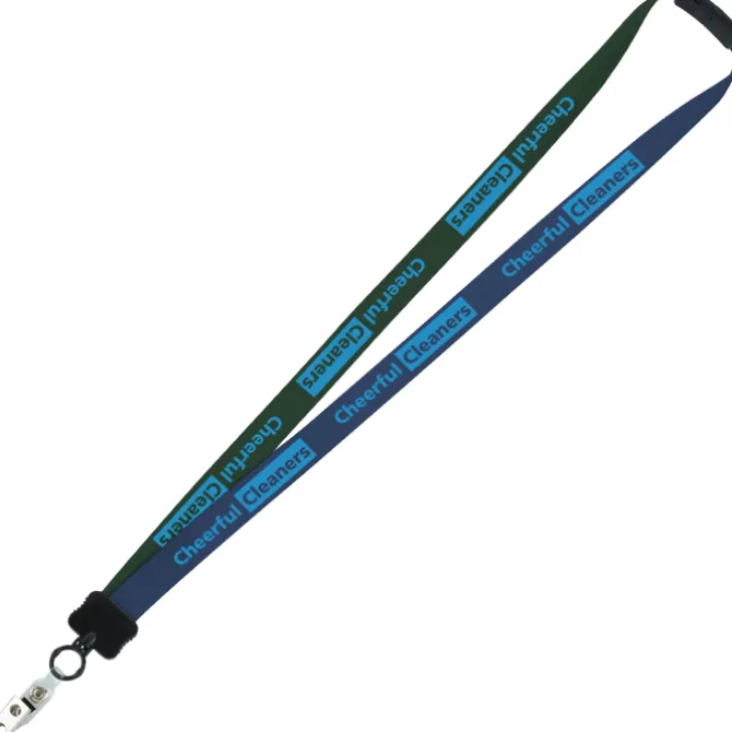 Two-Tone Smooth Nylon Lanyard - 7/8 inches - 36 inches - Snap with Metal Bulldog Clip