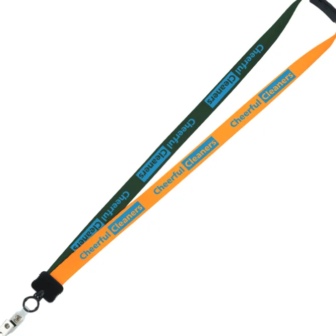 Two-Tone Smooth Nylon Lanyard - 7/8 inches - 36 inches - Snap with Metal Bulldog Clip