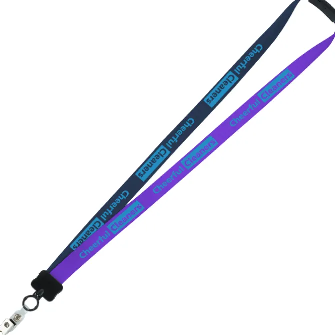Two-Tone Smooth Nylon Lanyard - 7/8 inches - 36 inches - Snap with Metal Bulldog Clip