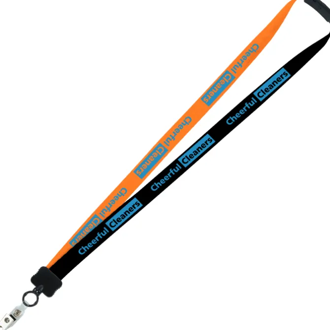 Two-Tone Smooth Nylon Lanyard - 7/8 inches - 36 inches - Snap with Metal Bulldog Clip