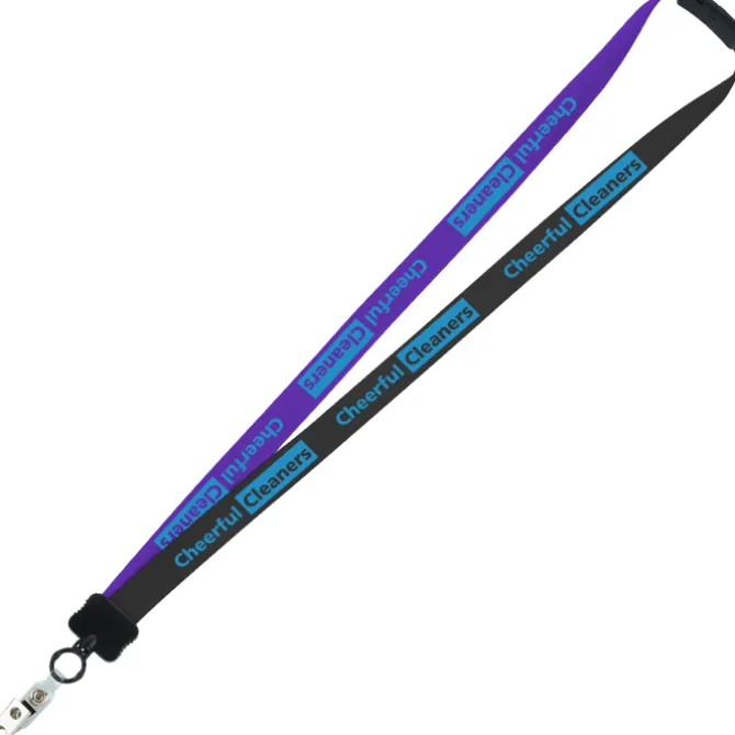 Two-Tone Smooth Nylon Lanyard - 7/8 inches - 36 inches - Snap with Metal Bulldog Clip