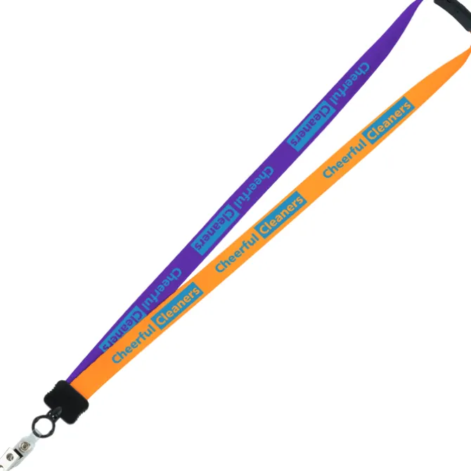 Two-Tone Smooth Nylon Lanyard - 7/8 inches - 36 inches - Snap with Metal Bulldog Clip