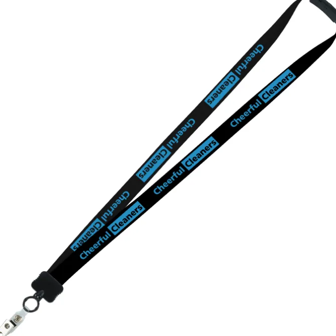 Two-Tone Smooth Nylon Lanyard - 7/8 inches - 36 inches - Snap with Metal Bulldog Clip