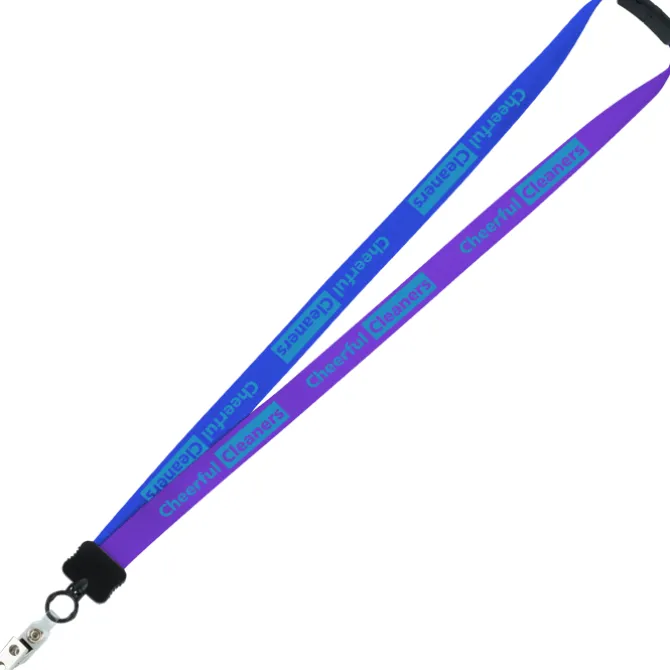 Two-Tone Smooth Nylon Lanyard - 7/8 inches - 36 inches - Snap with Metal Bulldog Clip
