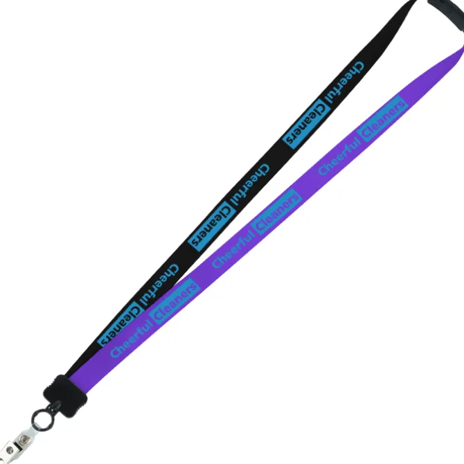 Two-Tone Smooth Nylon Lanyard - 7/8 inches - 36 inches - Snap with Metal Bulldog Clip