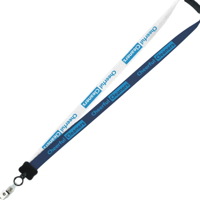 Two-Tone Smooth Nylon Lanyard - 7/8 inches - 36 inches - Snap with Metal Bulldog Clip