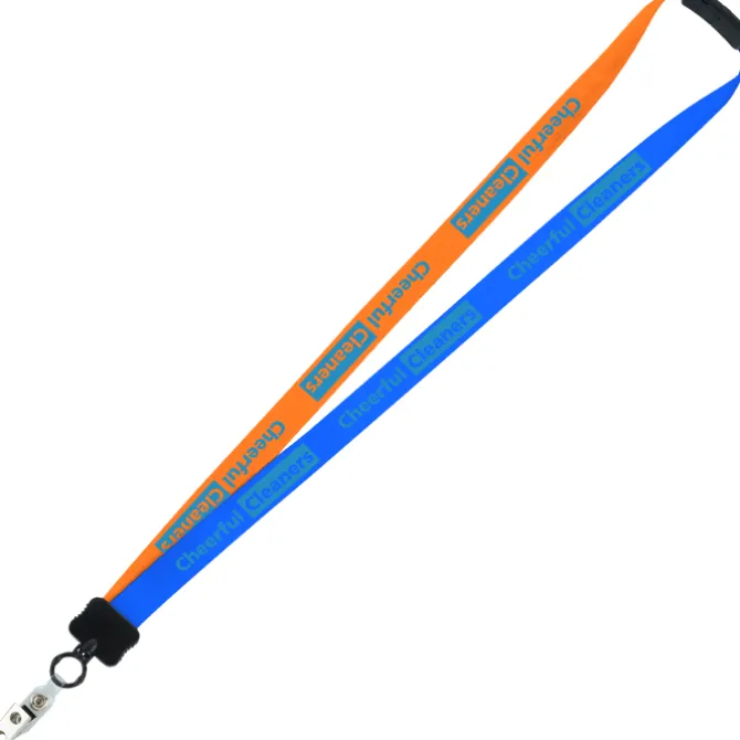 Two-Tone Smooth Nylon Lanyard - 7/8 inches - 36 inches - Snap with Metal Bulldog Clip