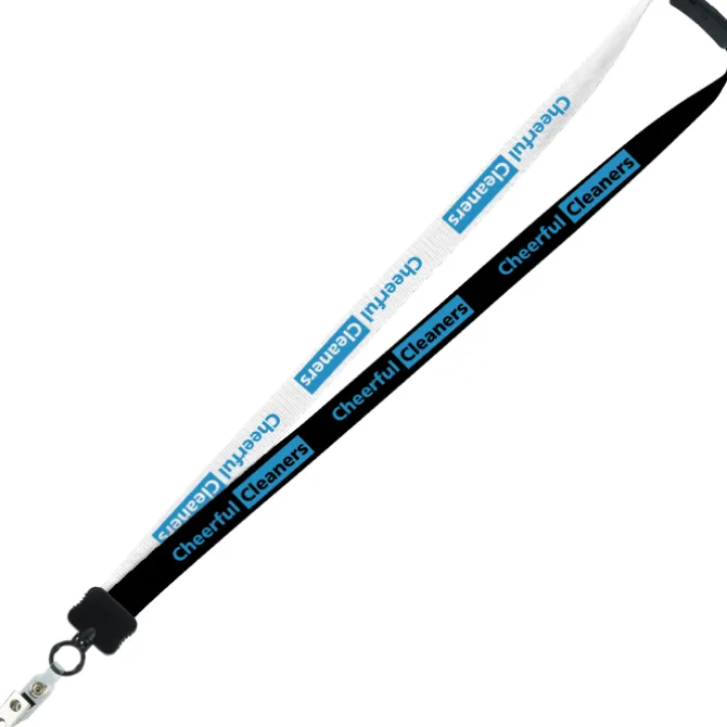 Two-Tone Smooth Nylon Lanyard - 7/8 inches - 36 inches - Snap with Metal Bulldog Clip