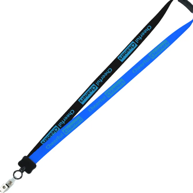 Two-Tone Smooth Nylon Lanyard - 7/8 inches - 36 inches - Snap with Metal Bulldog Clip