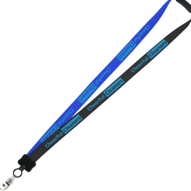 Two-Tone Smooth Nylon Lanyard - 7/8 inches - 36 inches - Snap with Metal Bulldog Clip