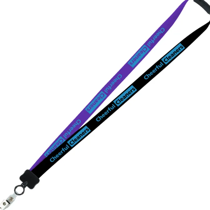 Two-Tone Smooth Nylon Lanyard - 7/8 inches - 36 inches - Snap with Metal Bulldog Clip