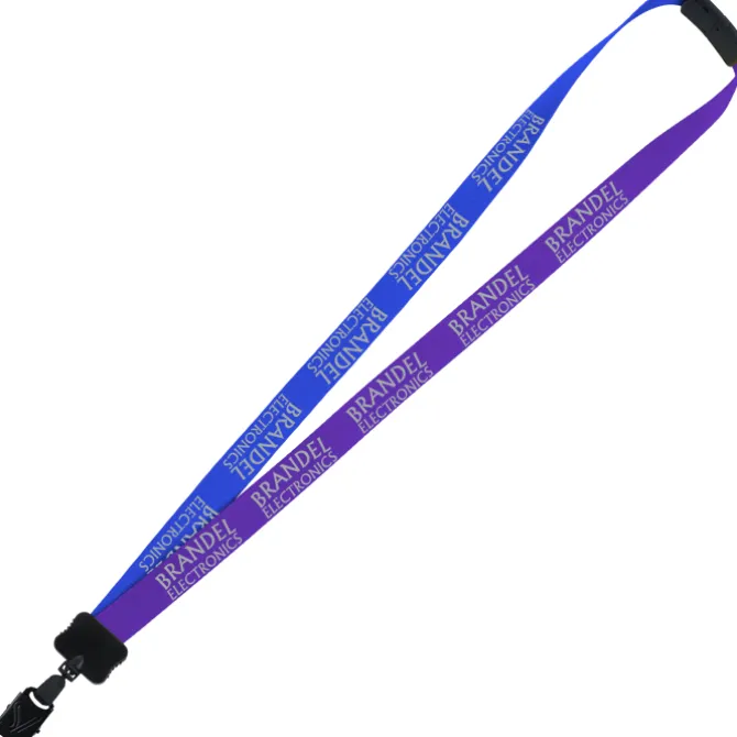 Two-Tone Smooth Nylon Lanyard - 7/8 inches - 36 inches - Large Metal Bulldog Clip