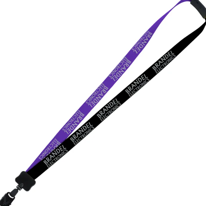 Two-Tone Smooth Nylon Lanyard - 7/8 inches - 36 inches - Large Metal Bulldog Clip
