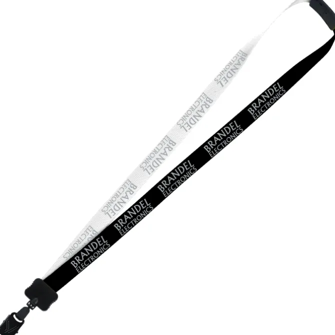 Two-Tone Smooth Nylon Lanyard - 7/8 inches - 36 inches - Large Metal Bulldog Clip