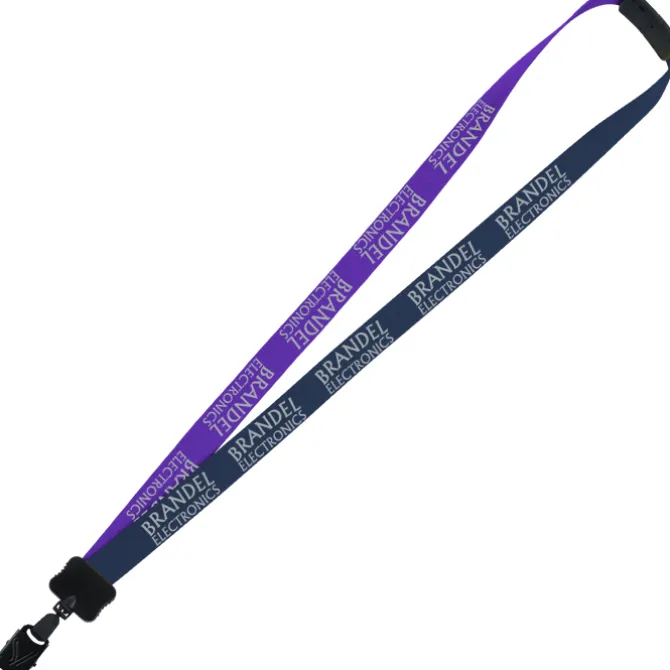 Two-Tone Smooth Nylon Lanyard - 7/8 inches - 36 inches - Large Metal Bulldog Clip