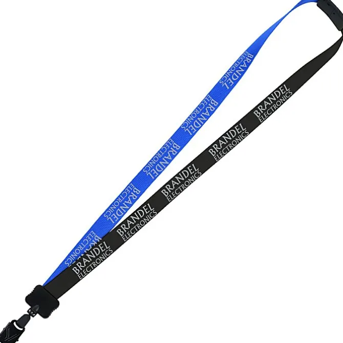 Two-Tone Smooth Nylon Lanyard - 7/8 inches - 36 inches - Large Metal Bulldog Clip